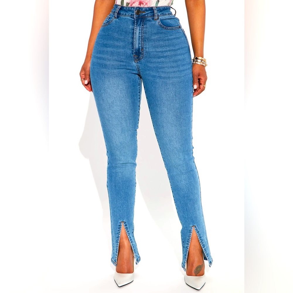Fashion Nova Split Hem Skinny Jeans
